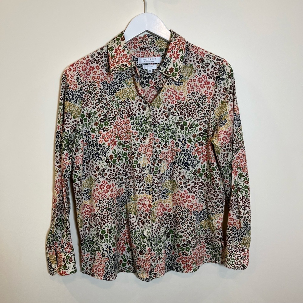 Foxcroft For Appleseeds Wrinkle Free Shirt Floral Womens 10P Button Down Collard